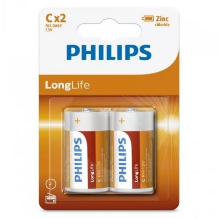 Philips LongLife R14L2B/10 C baby elem LR14 2db/csomag