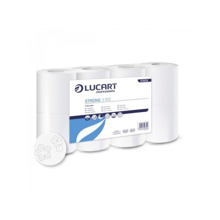Lucart Strong 3.150 kistekercses WC papír 3 rétegű, hófehér, 150 lapos (17,25 m) 8 x 8 tekercs/karton