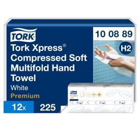   Tork Xpress Soft Multifold tömörített hajtogatott kéztörlő H2 Premium fehér, 2 rétegű, 21,2x24,2 cm SCA100889
