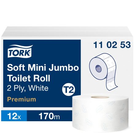 Tork Premium mini jumbo toalettpapír, soft T2 2 r, fehér, 12x170 m SCA110253
