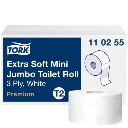 Tork Premium mini jumbo toalettpapír, extra soft T2 3 r, fehér, 12x120m SCA110255