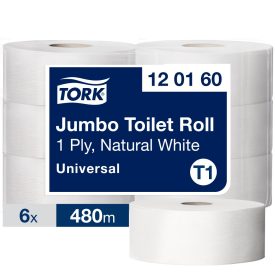   Tork Universal jumbo ipari WC papír T1 1 rétegű, törtfehér, 6x480m SCA120160