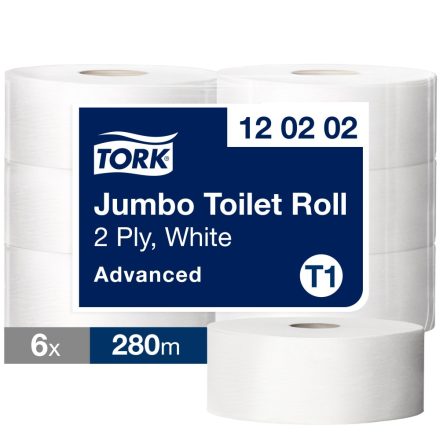 Tork Jumbo tekercses WC papír T1 2 rétegű, fehér, 6x280m SCA120202