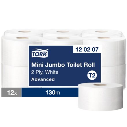 Tork Mini Jumbo toalettpapír T2 2 r, fehér, 12x130m SCA120207
