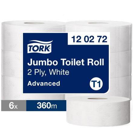 Tork Advanced jumbo ipari WC papír T1 2 rétegű, fehér, 6x360m SCA120272