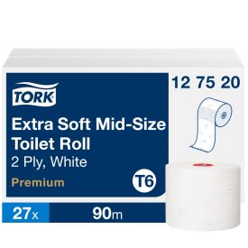   Tork Soft Mid-size tekercses WC papír T6 Premium fehér, 2 rétegű, 9,9 cm/90 m SCA127520