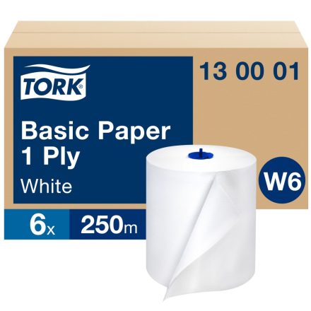 Tork általános tekercses kéztörlő papír, W6 1 rétegű, fehér, 250m SCA130001