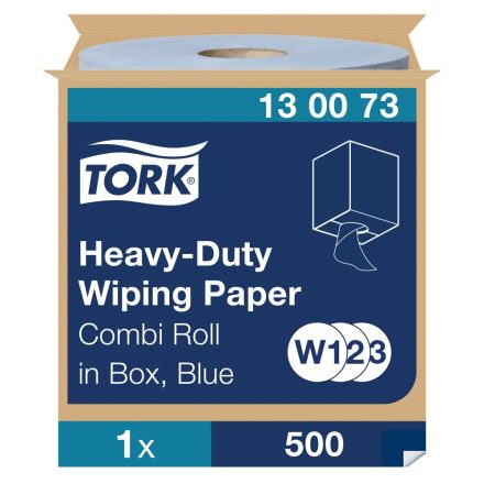 Tork nagyteljesítményű tekercses kéztörlő papír, dobozos kombi W1/W2/W3 2 rétegű, kék 1x170m SCA130073