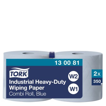 Tork ipari nagyteljesítményű törlőpapír, kombi tekercses W1/W2 3r, kék, 2x119m SCA130081