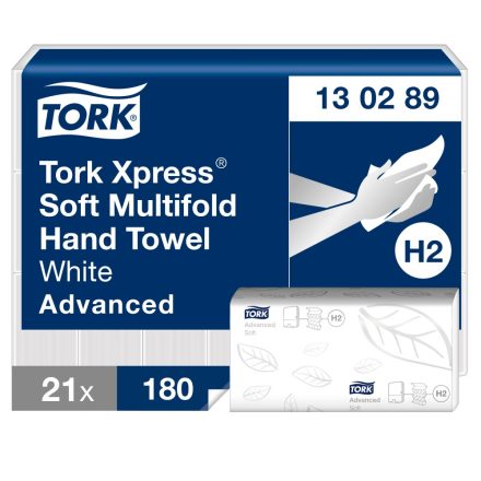 Tork Advanced Xpress Multifod kéztörlő, soft H2 2 r, fehér, 21x180lap SCA130289