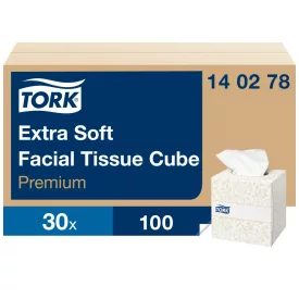   Tork Extra Soft kozmetikai kendő kocka 2 rétegű, fehér, 20x21 cm SCA140278