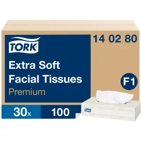   Tork Premium kozmetikai kendő extra soft, F1 2 rétegű, fehér, 30x100db SCA140280