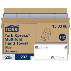   Tork Xpress Universal Interfolded hajtogatott kéztörlő H2 2 rétegű, kék, 21x237lap SCA150388