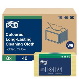   Tork színes többször használható tisztítókendő W8 1 rétegű, sárga, 8x40 lap/cs SCA194650