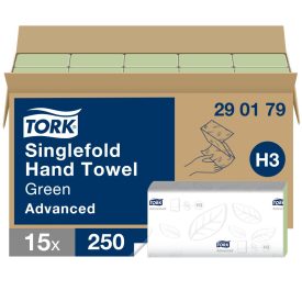   Tork Advanced Singlefold Z hajtogatott kéztörlő H3 2 rétegű, zöld, 15x250lap SCA290179