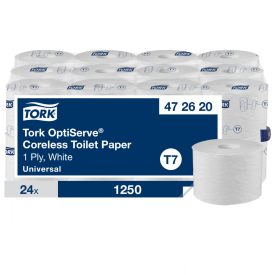   Tork Optiserve belsőmag nélküli WC papír, Universal T7 1 rétegű, fehér 9,3cmx143,8m SCA472620