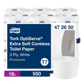   Tork Optiserve belsőmag nélküli WC papír, Premium T7 3 rétegű, fehér 9,3cmx63,3m SCA472650