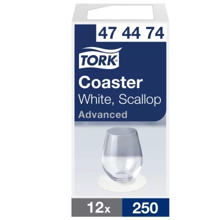 Tork Advanced papír poháralátét, 8 rétegű, fehér, 9cm SCA474474