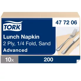   Tork Advanced Lunch éttermi szalvéta, 2 rétegű, krém, 33x33 SCA477206