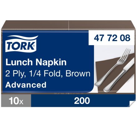 Tork Advanced Lunch éttermi szalvéta, 2 rétegű, kakaó, 33x33 SCA477208