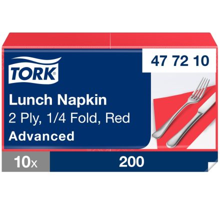 Tork Lunch szalvéta Advanced piros 2 rétegű, 33x33 SCA477210