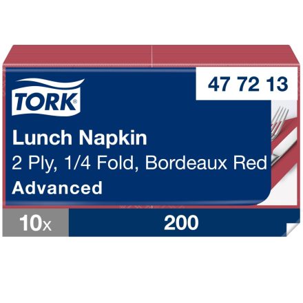 Tork Lunch szalvéta Advanced burgundi 2 rétegű, 33x33 SCA477213