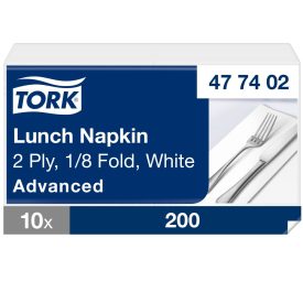   Tork fehér Lunch éttermi szalvéta Advanced fehér 2 rétegű, 33x33 SCA477402