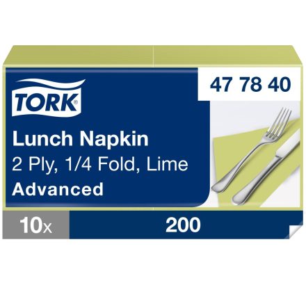 Tork Lunch szalvéta Advanced lime 2 rétegű, 33x33 SCA477840