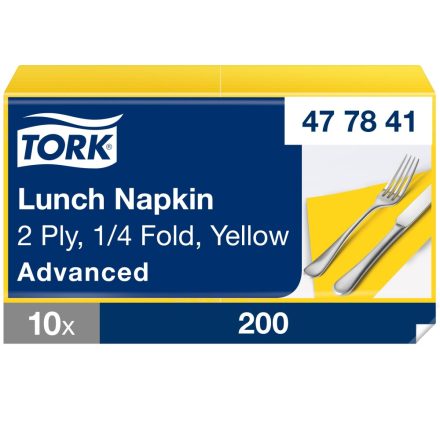 Tork Lunch szalvéta Advanced sárga 2 rétegű, 33x33 SCA477841