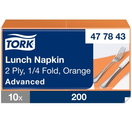 Tork Lunch éttermi szalvéta Advanced narancssárga 2 rétegű, 33x33 SCA477843