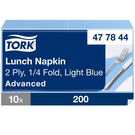 Tork Lunch szalvéta Advanced világoskék 2 rétegű, 33x33 SCA477844