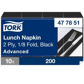   Tork Lunch éttermi szalvéta Advanced fekete 2 rétegű, 33x33 SCA477851