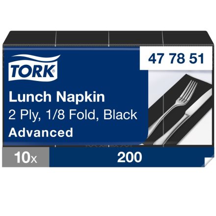 Tork Lunch éttermi szalvéta Advanced fekete 2 rétegű, 33x33 SCA477851