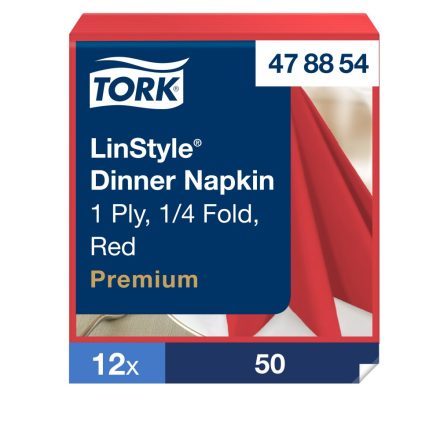 Tork Linstyle Dinner szalvéta Premium, 1 r, piros, 39x39 SCA478854