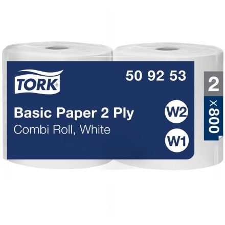 Tork általános papír kombi tekercses W1/W2 2r, fehér, 2x264m SCA509253