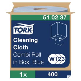   Tork tekercses kéztörlő, dobozos kombi W1/W2/W3 Premium kék 1 rétegű 32x38 cm, 152 m/400 SCA510237