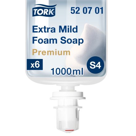 Tork extra kézkímélő habszappan S4 Premium fehér, illatmentes, 1000 ml, 2500 adag SCA520701