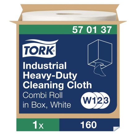 Tork ipari nagyteljesítményű tisztítókendő, kombi tekercses W1/W2/W3 Premium, fehér 1 rétegű, 32x38 cm, 60,8 m SCA570137
