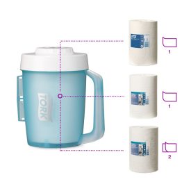  Tork mini papírtörlő adagoló belsőmag adagolású törlőkhöz starter pack M1 fehér/türkiz, ABS, 21,9x19,6x28,3 cm SCA658001